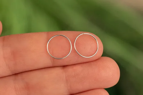 Miniatura 107 de Aretes de aro de oro de plata – Aretes de aro para mujer, dos piezas de aros de plata fina rellenos de oro, aro de hélice, anillo de tragus, aro