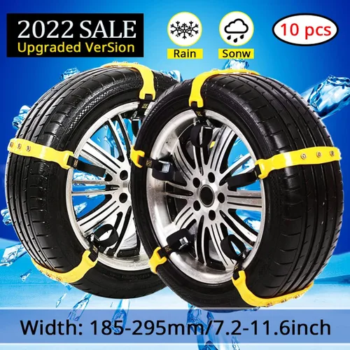 Miniatura 2 de Cadenas de nieve mejoradas para automóviles: 10 correas antideslizantes de emergencia para neumáticos, cadena de nieve para camiones, minivan