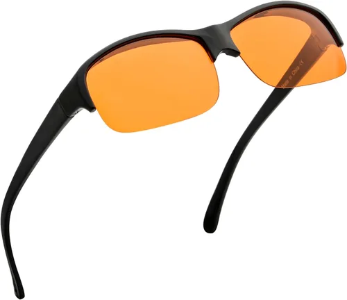 Miniatura 8 de BLUELESS Se ajustan sobre lentes de bloqueo azul con lentes teñidos de naranja, color negro 06-negro-100% bloqueo de luz azul