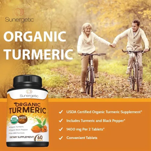 Miniatura 4 de Suplemento de cúrcuma orgánico certificado por USDA, incluye cúrcuma orgánica y pimienta negra orgánica, 1,400 mg de cúrcuma por porción, 60
