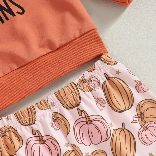 Miniatura 41 de Traje de Halloween para bebé niña, manga larga, cuello redondo, letras de fantasma, parte superior con estampado de fantasma, parte inferior