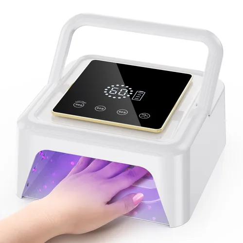 Lámpara de uñas UV inalámbrica de 108 W, lámpara de uñas LED profesional con 36 cuentas y pantalla táctil, luz UV recargable para uñas de gel Blanco