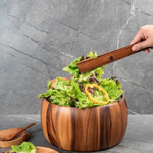 Miniatura 9 de Pinzas para ensalada de primavera súper delgadas: servidor de mano de ensalada de madera de teca de 0.1 x 0.1 x 12 pulgadas de utensilios de cocina