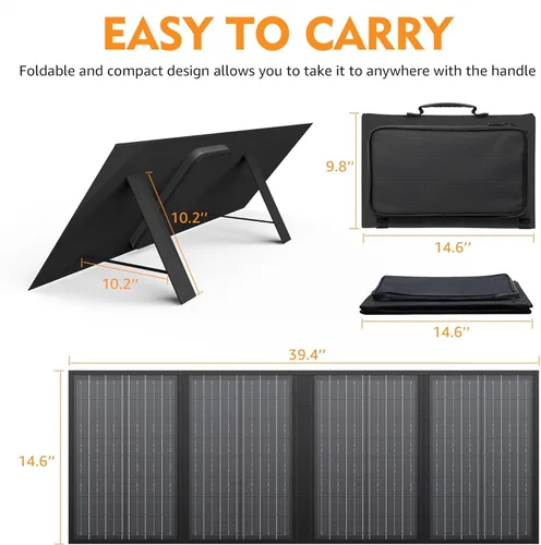 Miniatura 3 de Cargador de panel solar plegable de 60 W con salida de 18 V CC (11 conectores) para estaciones de energía portátiles de 100 W ~ 350 W Negro /Gris