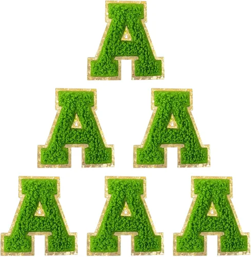 Miniatura 37 de 6 piezas de parches de letras de chenilla autoadhesivas, parches de letras preppy de 2 pulgadas para bolsos, ropa y sombreros, grandes pegatinas