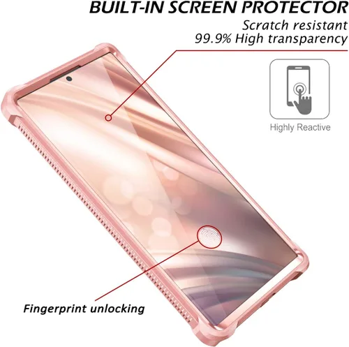 Miniatura 4 de Dexnor Funda para Galaxy Note 20 Ultra con Protector de Pantalla Transparente Metal Electrochapado 360 Cuerpo Completo Resistente Protectora Rosa