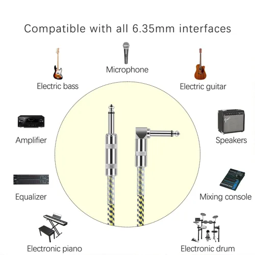 Miniatura 6 de Cable de guitarra de 10 pies, nueva versión 2022, cable de instrumento profesional para guitarra eléctrica, bajo, cable AMP, ángulo recto TS de 1/4