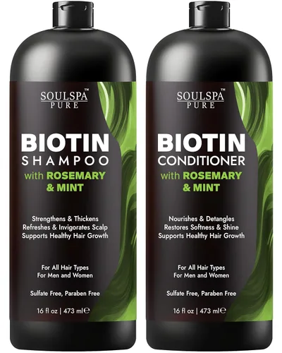 Miniatura 13 de Juego de champú y acondicionador de biotina con queratina – Fórmula avanzada sin sulfatos anti-adelgazamiento para el crecimiento del cabello