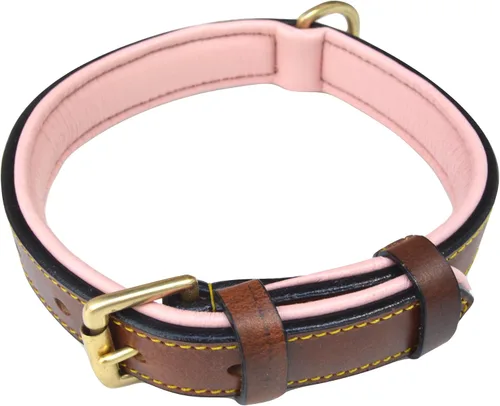 Miniatura 23 de Collares suaves al tacto, de cuero acolchado, collares de lujo para perro, L, Negro