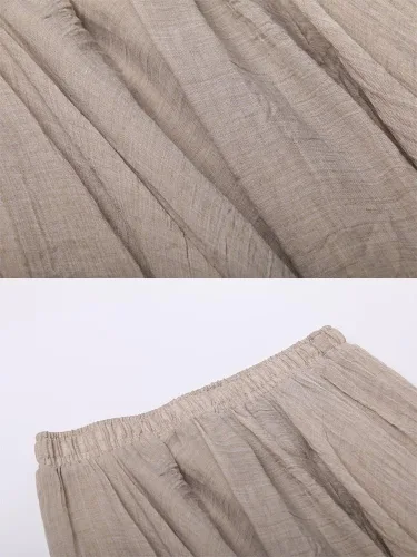 Miniatura 55 de OCHENTA Falda larga de lino y algodón bohemio para mujeres y niñas para vacaciones de verano en la playa