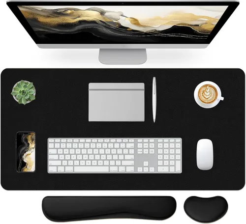 Miniatura 59 de Bloss Almohadilla de escritorio de cuero y reposamuñecas para teclado, alfombrilla grande para mouse + almohadilla para teclado + soporte de muñeca