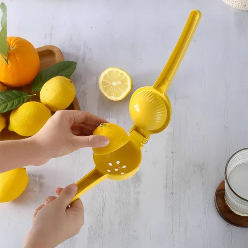 Miniatura 7 de Exprimidor de limón de 2 piezas, prensa de mano de aleación de aluminio, exprimidor manual de cítricos, exprimidor de lima multiusos para cocina