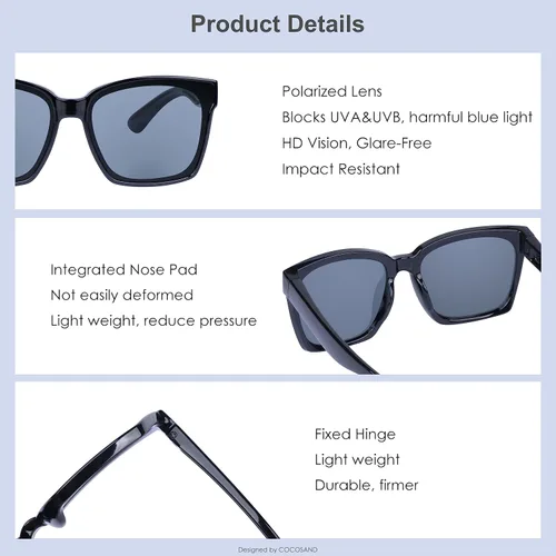 Miniatura 4 de COCOSAND Lentes de sol polarizados para niños, protección UV 400, retro, cuadrados, futuristas, para jóvenes, adolescentes, niños y niñas de 5 a 12
