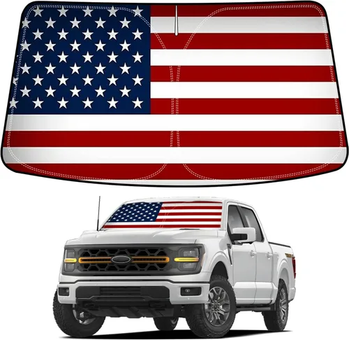 Miniatura 10 de Bestview - Parasol para parabrisas con bandera americana para Ford F-250 F-350 de 2008-2016, parasol plegable personalizado para ventana delantera