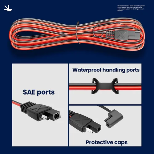Miniatura 6 de POWOXI Cable de extensión SAE de 15 pies de desconexión rápida, cables solares, conector SAE para panel solar, automotriz, RV, motocicleta, tractor
