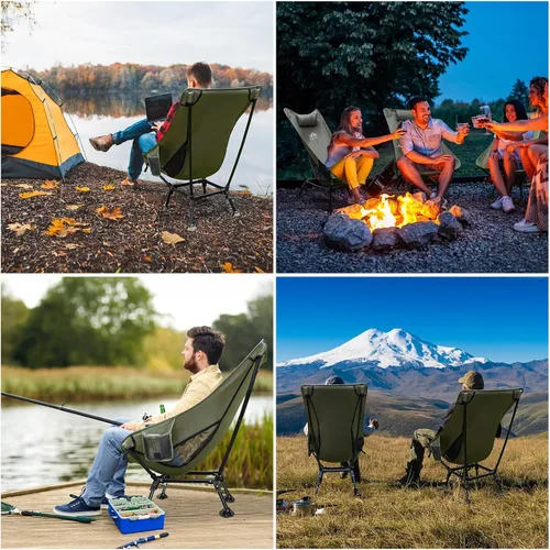Miniatura 8 de Night Cat Silla de camping de respaldo alto: silla de mochilero ligera y cómoda con soporte para la cabeza y pies antihundimiento para senderismo