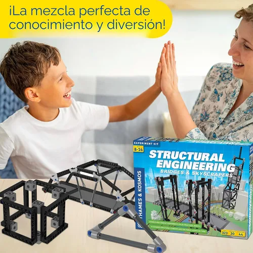Miniatura 5 de Thames & Kosmos Ingeniería Estructural: Puentes y Rascacielos Kit de Ciencia e Ingeniería Construir 20 modelos Aprende sobre fuerza, carga