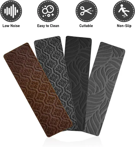 Miniatura 4 de Alfombras para peldaños de madera - Cinta antideslizante para alfombra de escaleras, pelar y pegar con cinta adhesiva doble, juego de 15 hojas
