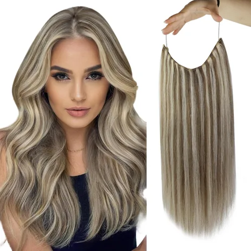 Miniatura 38 de Fshine - Extensiones de cabello humano con clip, de 16 pulgadas, con clip, color marrón chocolate, mezcla de rubio caramelo, extensiones de cabello