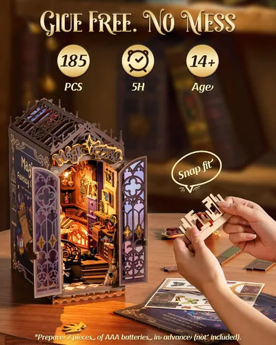 Miniatura 4 de Rolife - Kit de rincón mágico de fantasía para rincón de libros, casa en miniatura DIY, inserto para estantería Booknook de 25.4 cm, habitación