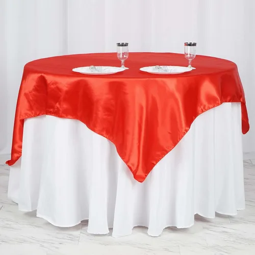 Miniatura 9 de Efavormart Paquete de 5 Sobremanteles Cuadrados de Satén de 60" para Decoraciones de Mesa de Bodas, Catering y Fiestas, Cubierta de Mantel Negro
