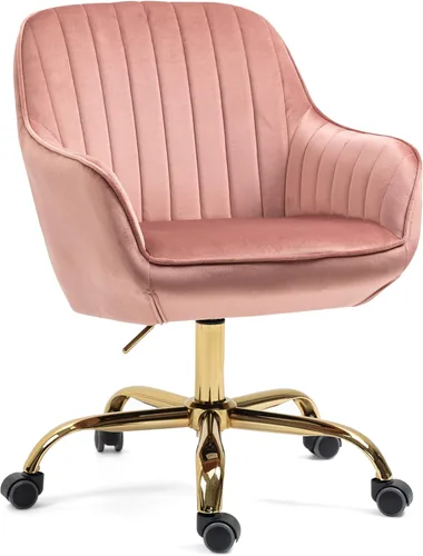 Silla giratoria de terciopelo oscuro de 360° con respaldo alto, cómodo respaldo ancho con reposabrazos humanizado, silla de trabajo ajustable con