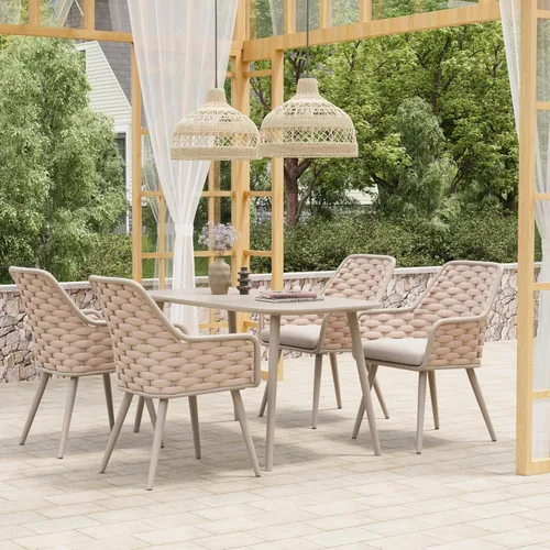 Miniatura 8 de SUNSITT Juego de 2 sillas de comedor contemporáneas para exteriores, sillas de comedor de metal para patio con cojines resistentes a la intemperie