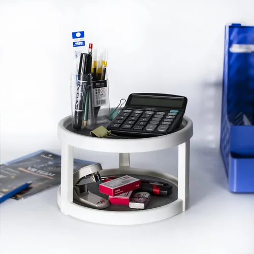 Miniatura 4 de Lazy Susan - Organizador giratorio de 2 niveles para especias antideslizante, organizador de condimentos giratorio de 360 grados, organizador
