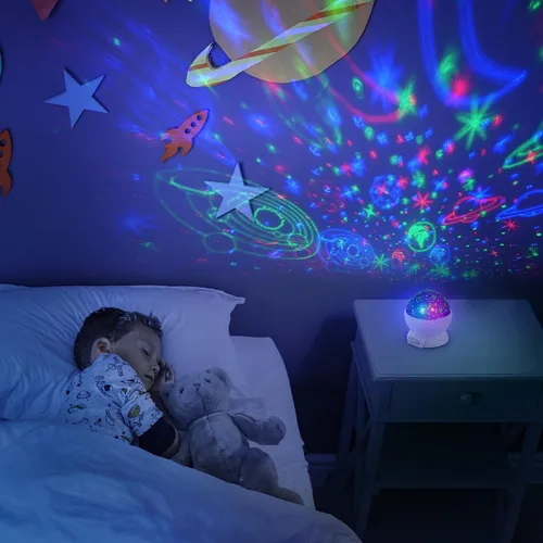 Miniatura 2 de Globe Electric Proyector LED 13766 integrado que cambia de color con luz nocturna, 4 patrones de proyección intercambiables, difusor de cúpula