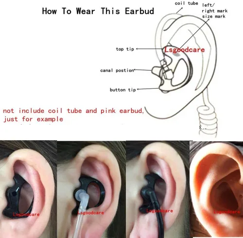 Miniatura 6 de Lsgoodcare 24 piezas de repuesto Earmold oreja izquierda para radio bidireccional tubo acústico auricular – Auriculares de silicona Walkie Talkie