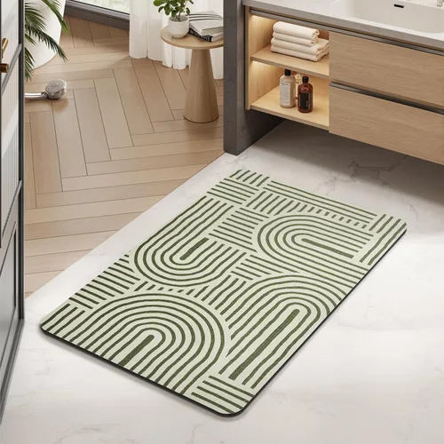 Miniatura 22 de MontVoo -Tapete de baño-Alfombras de baño delgadas antideslizantes para debajo de la puerta- Superficie de gamuza sintética absorbente, de secado