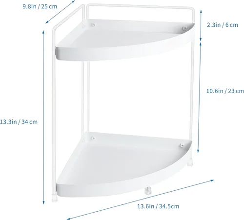Miniatura 3 de Estante esquinero de 2 niveles para encimera de cocina, gabinete de baño, organizador de maquillaje, cosméticos, organización y almacenamiento Blanco