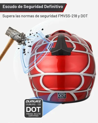 Miniatura 3 de OUMURS DOT Casco para bicicleta de tierra para jóvenes para niños y niñas de 5 a 14 años, de cuatro ruedas, motocross, BMX, MX, UTV, moto de nieve