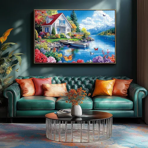 Miniatura 5 de Rompecabezas de Animales de PuzzOne, Rompecabezas de 1000 Piezas para Adultos, Oso, Casa en el Árbol, Bosque Multicolor para Diversión Familiar