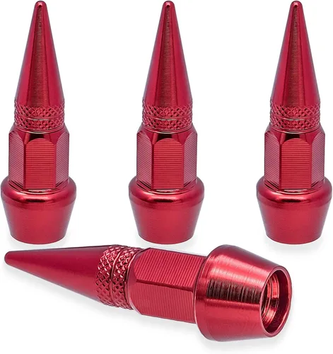 Miniatura 58 de 4 piezas de tapas de válvula de rueda con estilo púas, cubiertas universales de válvula de rueda de aleación de aluminio a prueba de polvo