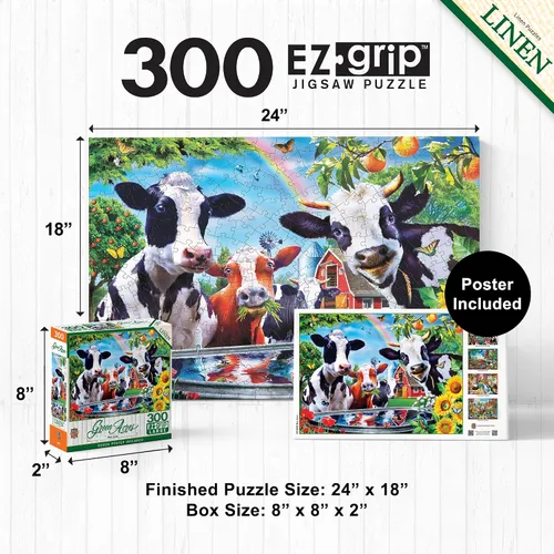 Miniatura 2 de MasterPieces - Rompecabezas de 300 piezas, formas grandes de agarre EZ, Moo Love, divertido para adultos, personas mayores, familia, niños, acabado