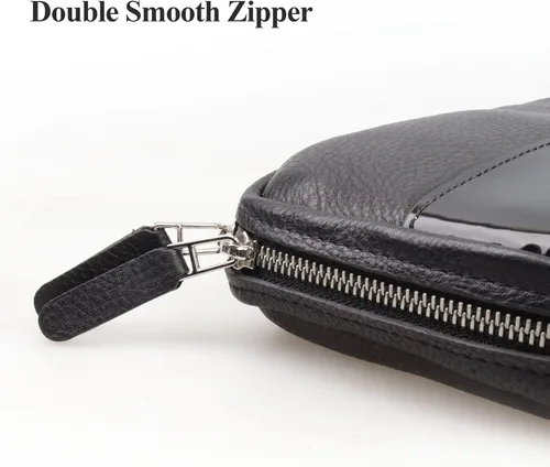Miniatura 10 de FIREDOG Bolsa de cigarros, de cuero genuino, portátil, caja de cigarros para el día del padre, hombres, marido (capacidad para 5-6 puros, negro)