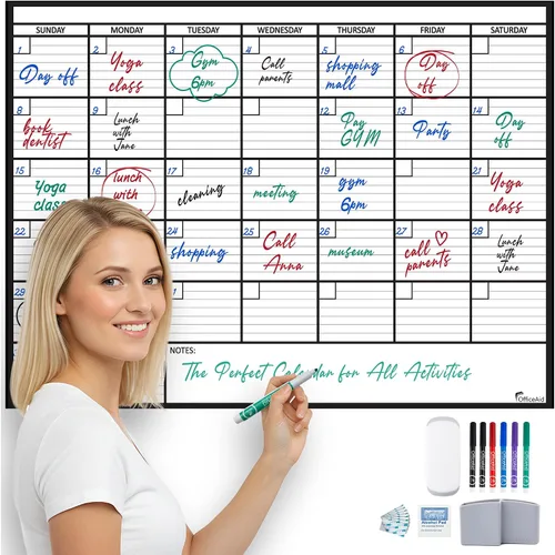 Miniatura 21 de (2 PK) Pequeño Calendario de Borrado en Seco para Pared, 17x26 Pulgadas, Pequeño Calendario de Pared Borrable, Pizarra Blanca para Oficina, Hogar