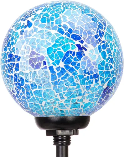 Miniatura 6 de VCUTEKA Luces solares decorativas para exteriores – Estacas solares de mosaico para jardín, luz LED impermeable para paisaje, césped, patio, Azul-2