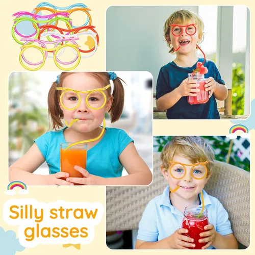 Miniatura 4 de 16 vasos de paja tontos, novedosos anteojos de bucle, de plástico, para fiestas, divertidos, reutilizables, para adultos, niños, fiesta