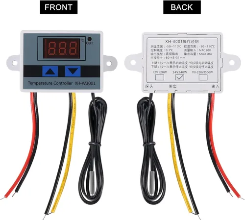 Miniatura 5 de UMLIFE 2 piezas XH-W3001 módulo controlador de temperatura LED digital, interruptor termostato digital con sonda impermeable, termostato electrónico