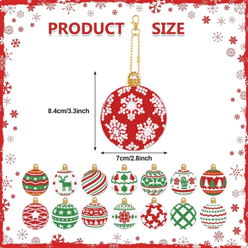 Miniatura 2 de Yuxung 15 piezas de llavero de diamante de Navidad 5D DIY Kit de arte de diamantes de Navidad decoración colgante adorno de doble cara arte