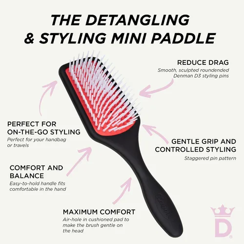 Miniatura 6 de Denman Cepillo de Paleta para Desenredar y Peinar – Desenredador y Estilizador para Cabello Húmedo o Seco para Cabello Rizado, Crespo, Liso, Grueso