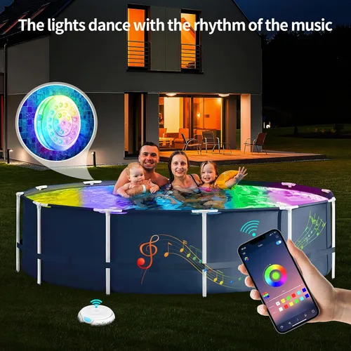Miniatura 6 de Homly - Luces para piscina LED recargables sumergibles con control inalámbrico por APP, luces LED inteligentes subacuáticas impermeables