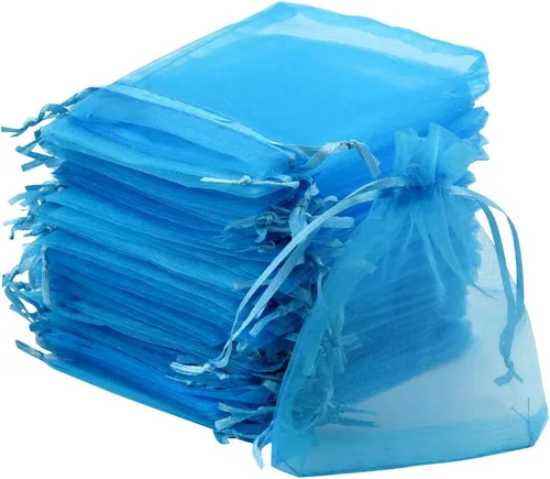 Miniatura 10 de Tojwi 50 bolsas de organza de 3.54 x 4.33 pulgadas (3.5 x 4.3 in) de satén con cordón de organza, bolsa de regalo para boda, fiesta, bolsa de 10