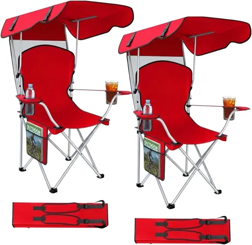 Miniatura 9 de Sillas de camping plegables portátiles con toldo y toldo para adultos, tela Oxford 600D duradera resistente a la intemperie, silla de camping
