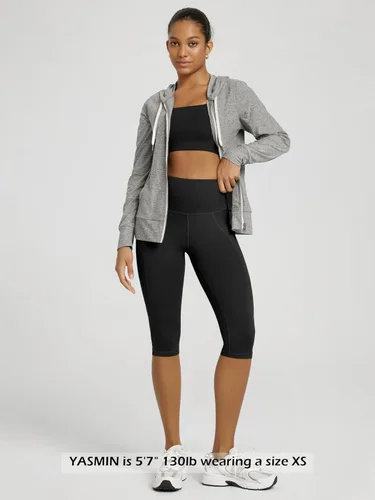 Miniatura 2 de ODODOS - Leggings tipo capri de mujer, no se traslucen y modelan el abdomen, con cintura alta y bolsillos para hacer yoga, atletismo, ejercicio