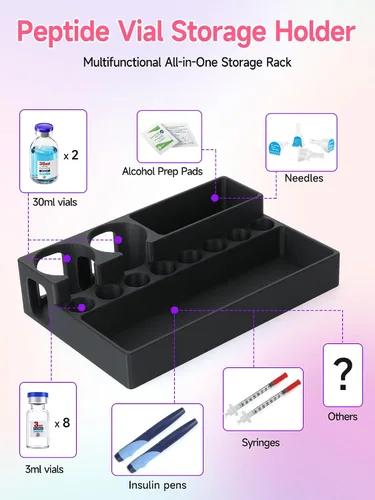 Miniatura 3 de YOUSHARES Estuche para viales de péptido, organizador de viales de insulina de 0.1 fl oz y 1.0 fl oz, suministros para diabetes, soporte para nevera
