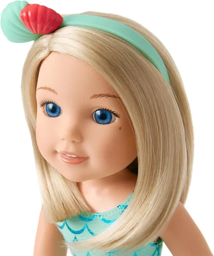 Miniatura 2 de American Girl WellieWishers - Muñeca Camille de 14.5 pulgadas con leotardo azul, falda de sirena, diadema y botas, para mayores de 4 años