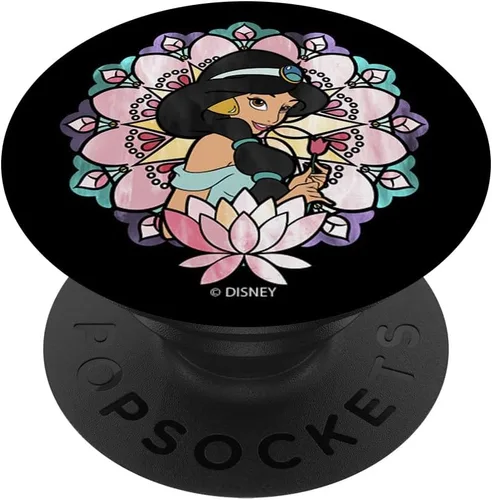 Miniatura 6 de Disney Aladdin Jasmine - Retrato con diseño de flores y vitrales PopSockets MagSafe PopGrip para iPhone